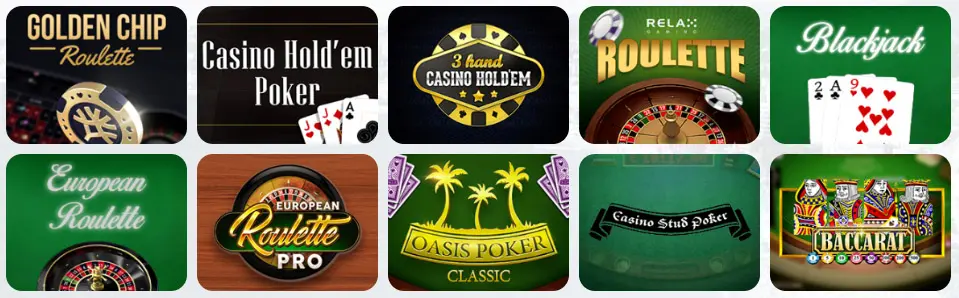 Jeux de table au SLOTNEO CASINO